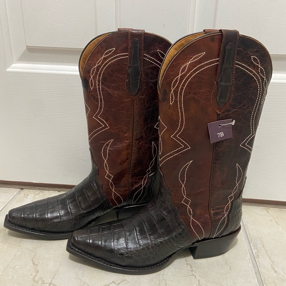 J.B. Dillon Genuine Caiman Cowboy Boots NWT